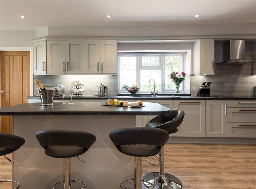 Kitchen area with breakfast bar at Woodys Top in Ruckland, near Louth, Lincolnshire