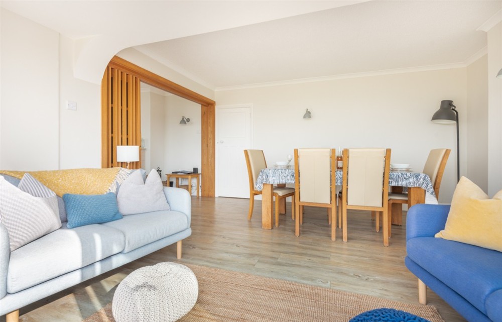 The living area at Woolmancliffe in Hope Cove