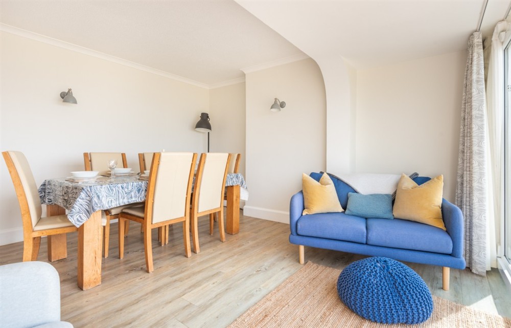 The living room at Woolmancliffe in Hope Cove