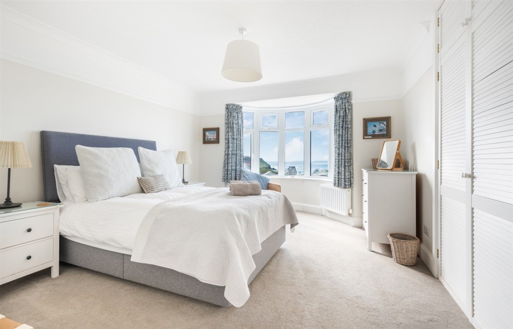 This is a bedroom at Woolmancliffe in Hope Cove