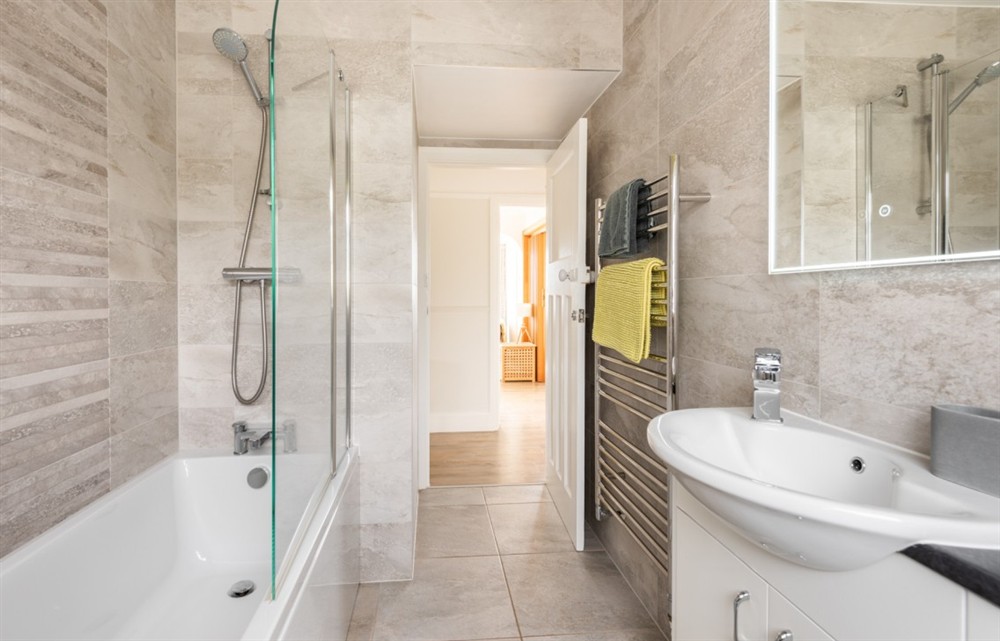 This is the bathroom at Woolmancliffe in Hope Cove