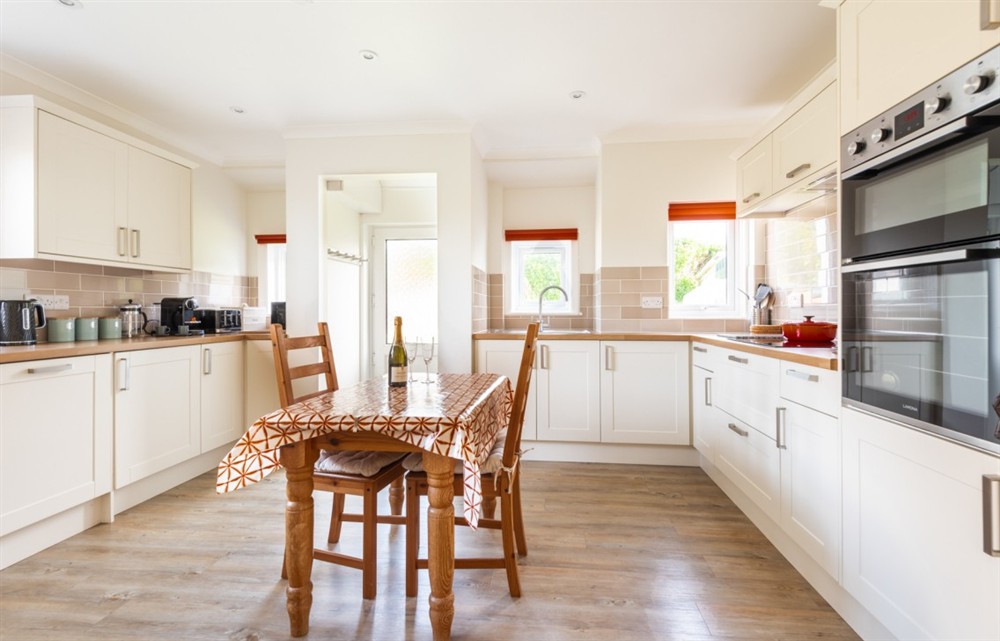 This is the kitchen at Woolmancliffe in Hope Cove