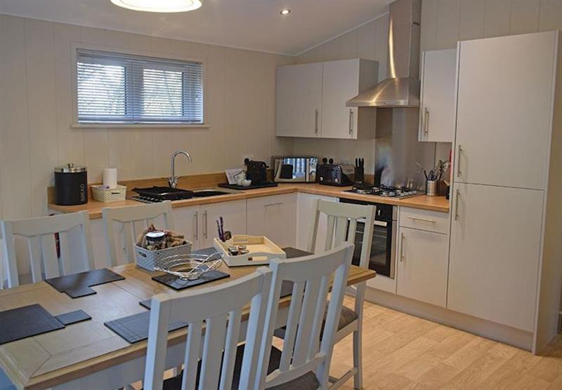 Kitchen and dining area in Bluebell at Woolverstone Marina Lodge Park in Woolverstone, Ipswich