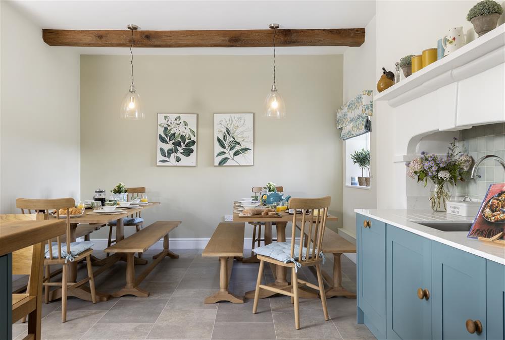 The dining area within the kitchen at Wormsley Grange and Cottage, Hereford