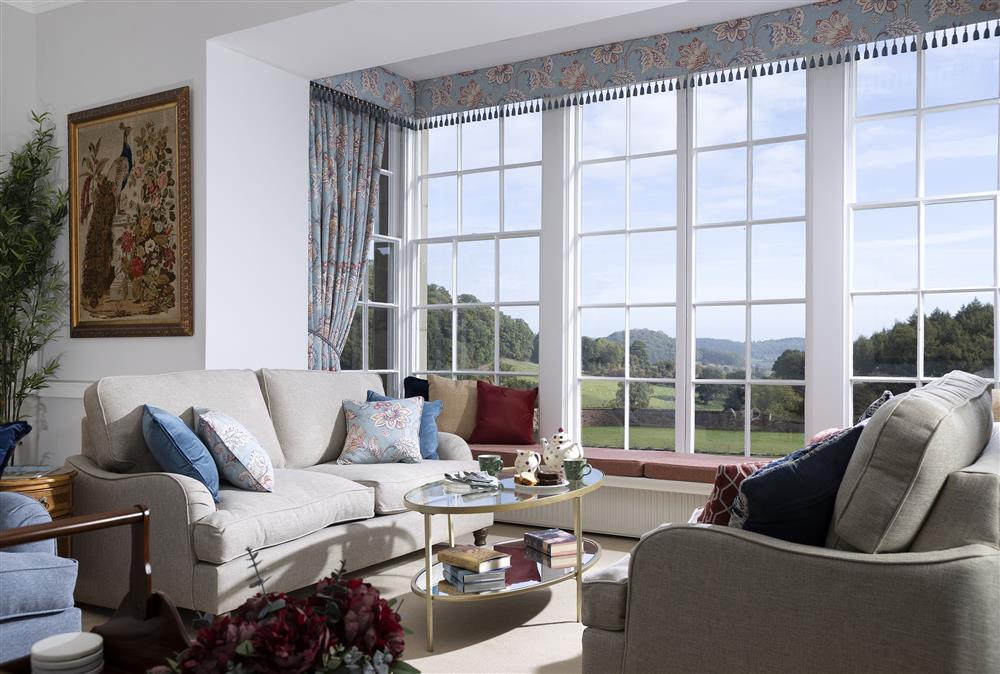 The drawing room is bathed in natural light at Wormsley Grange and Cottage, Hereford