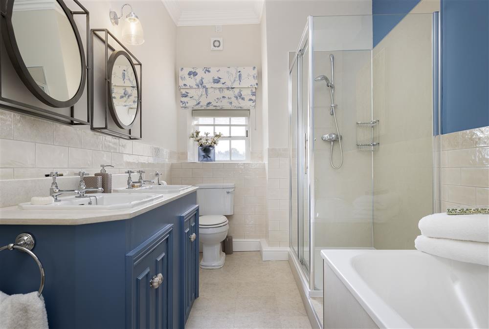 The family bathroom on the first floor, with separate walk-in shower at Wormsley Grange and Cottage, Hereford