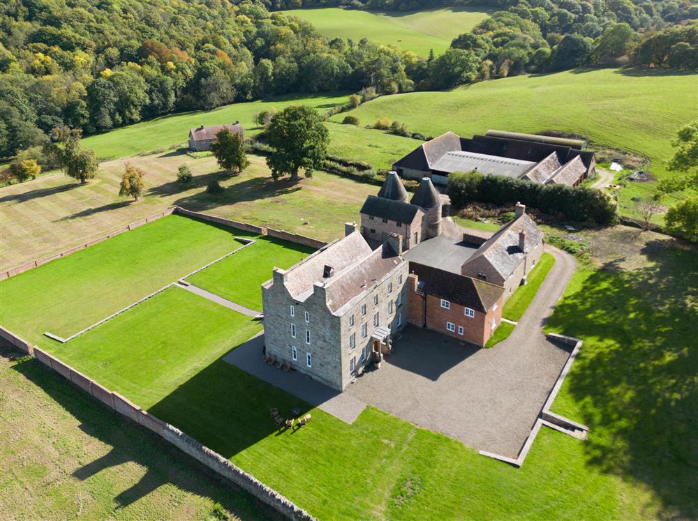 Incredible aerial view of Wormsley Grange, Herefordshire at Wormsley Grange, Hereford