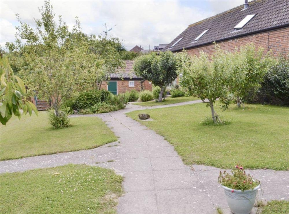 Attractive shared garden area at Wren Cottage in Salwayash, near Bridport, Dorset