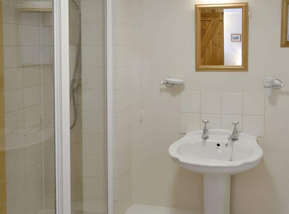 Shower room at Wren Cottage in Salwayash, near Bridport, Dorset