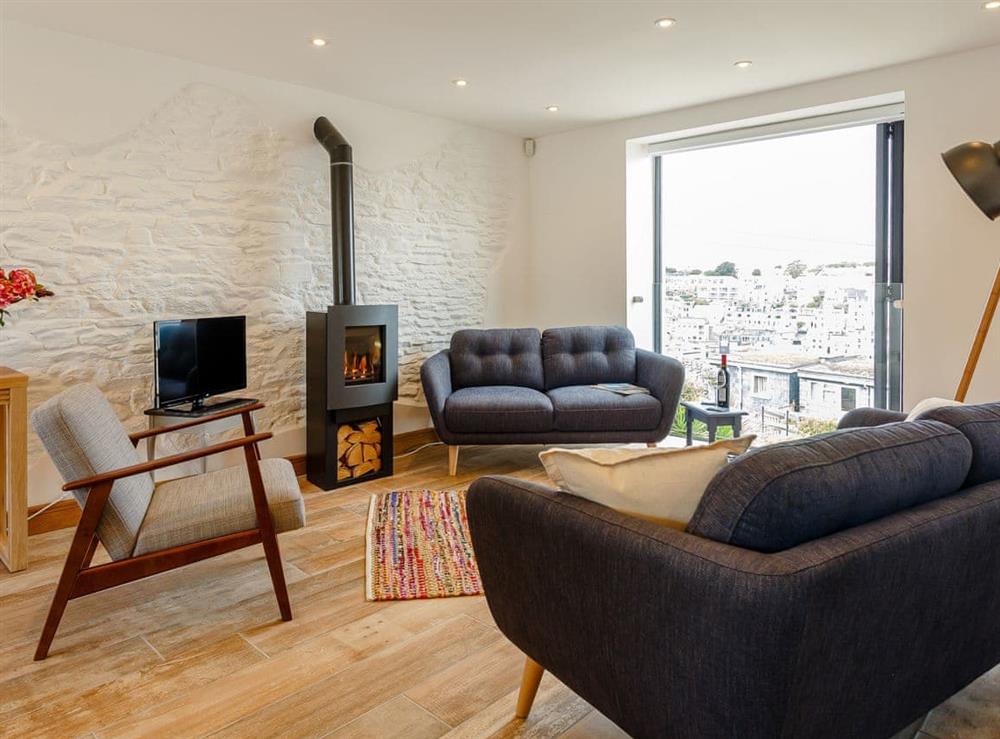 Welcoming living area at Wrens Perch in Brixham, Devon
