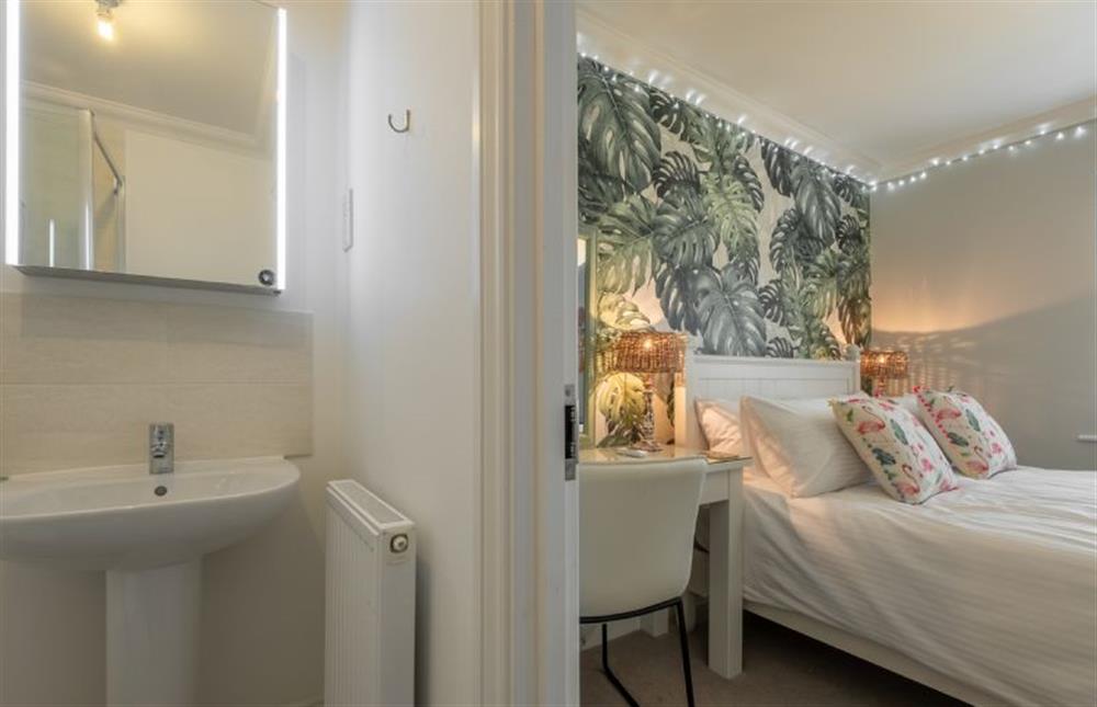 First floor: En-suite shower to bedroom two at Wye Cottage, Holt