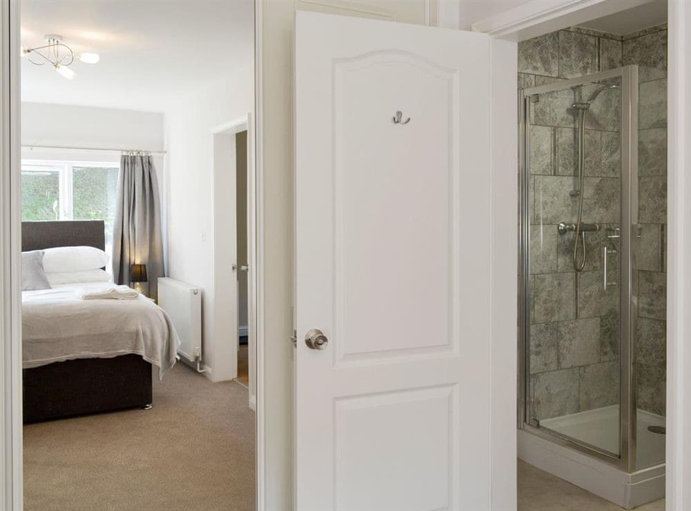 Shower room adjoining double bedroom at Wyedale in Bakewell, Derbyshire