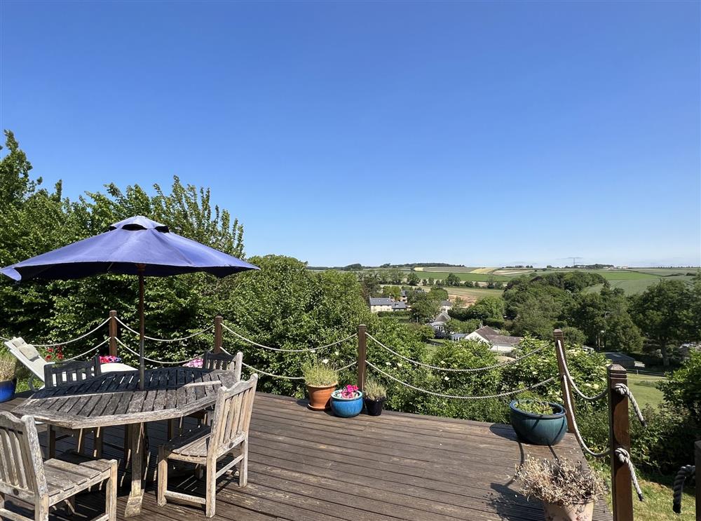 The decking area overlooking the wonderful Dorset countryside at Wylye  Croft, Dorchester