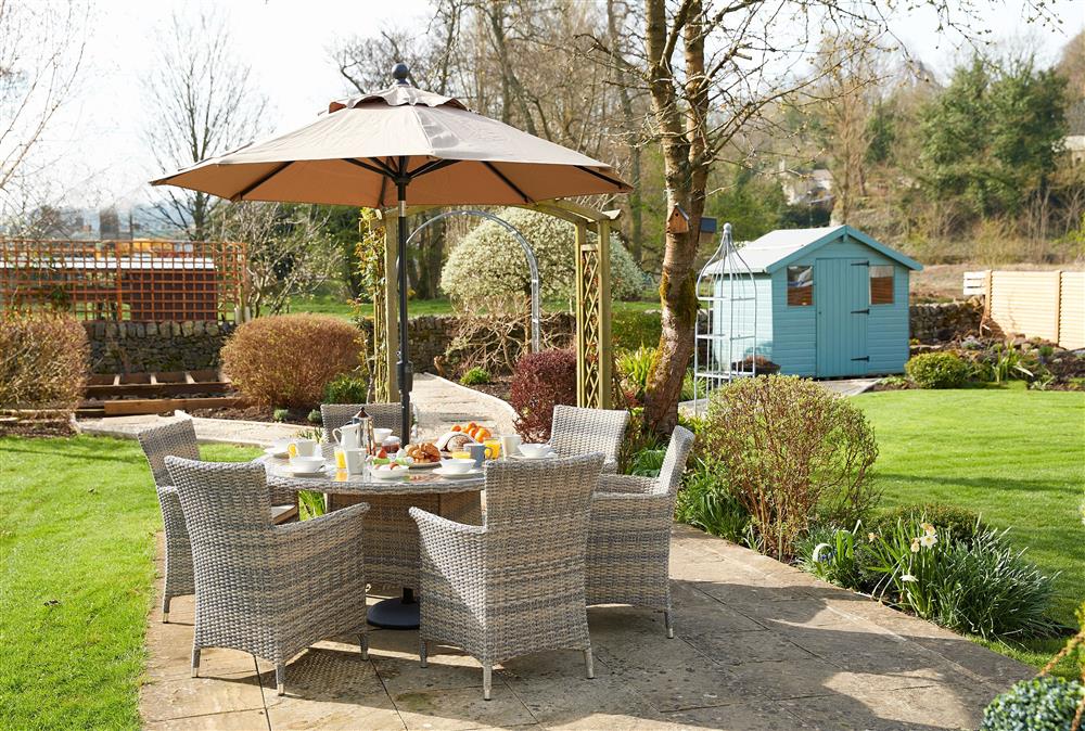 Sunny patio area to enjoy al-fresco dining  at Wynfield, Bakewell