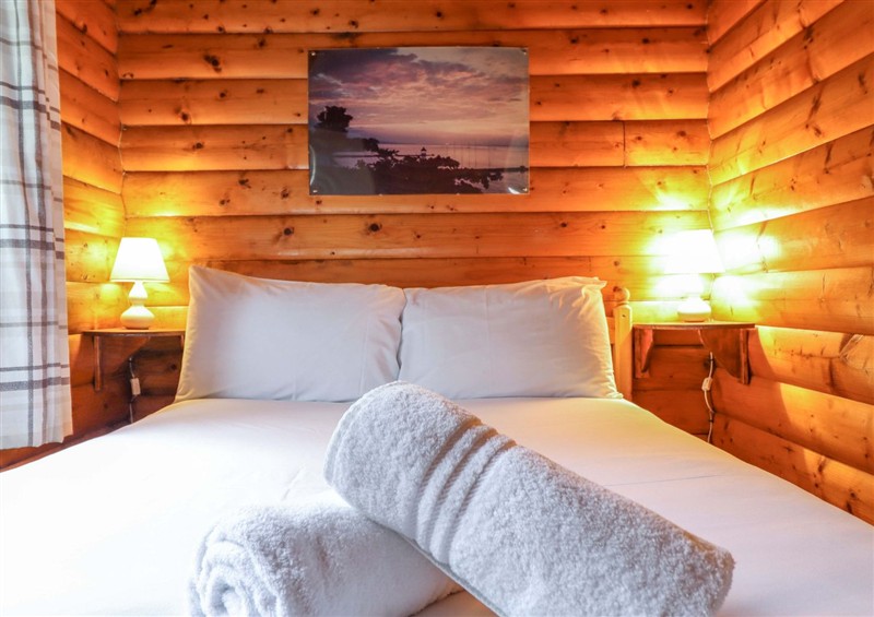 One of the bedrooms at Y Bwthyn Pren, Cabin 209, Trawsfynydd