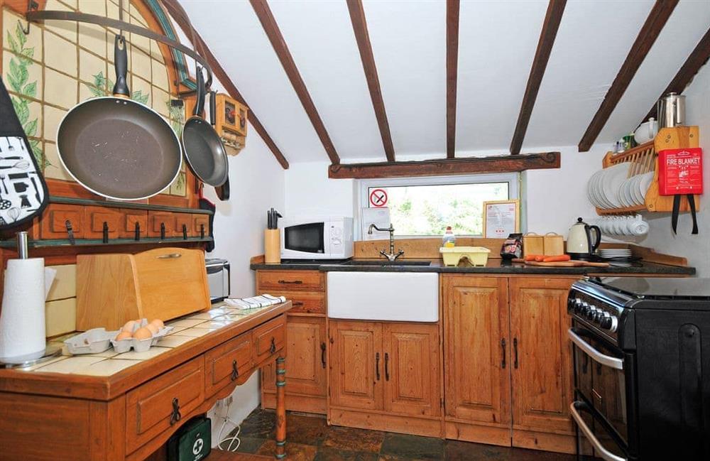 The kitchen at Y Stablau in Tal-y-Bont, Gwynedd