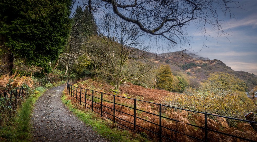 Part of the Watkin Path near Watkin Bunkhouse, Gwynedd at Y Wenallt in Beddgelert, North Wales