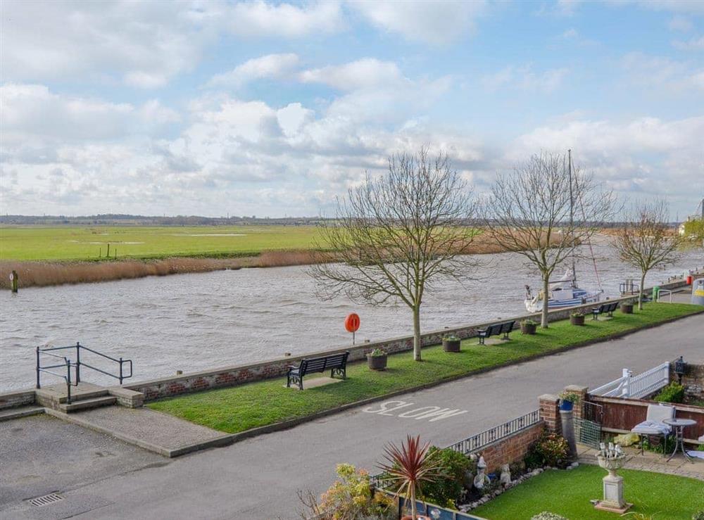 River views from the balcony at Yare Cottage in Reedham, Norfolk