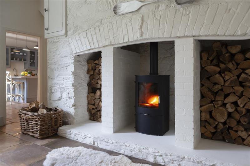 Wood burning stove at Yetson House, Totnes, Devon