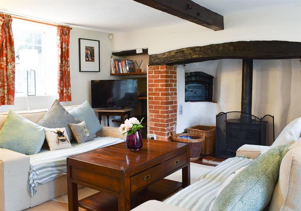 Wonderful beamed living room at Yew Tree Cottage in Farnham, near Blandford Forum, Dorset