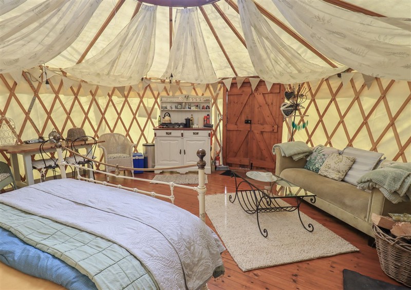 This is a bedroom at Yewberrie Yurt, Great Strickland