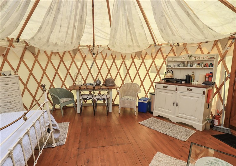 This is the bedroom at Yewberrie Yurt, Great Strickland