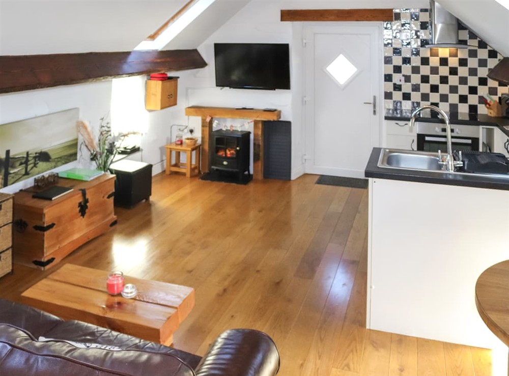 Open plan living space at Ysgubor Hen in Llanfaethlu Nr Church Bay, Gwynedd