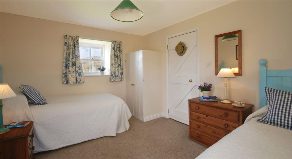 The twin bedroom at Zennor Honor's House in St. Ives, Cornwall